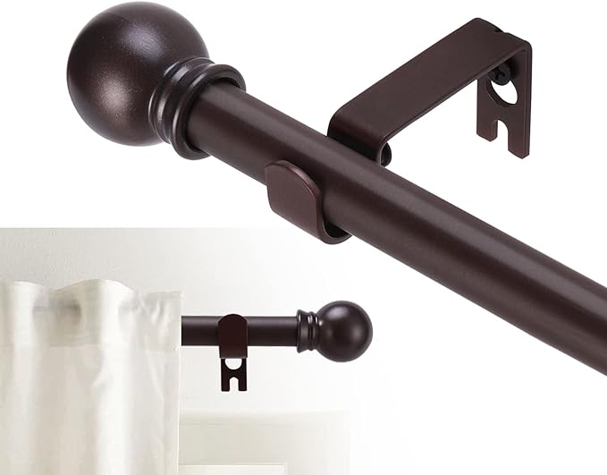 GXOACKJ Curtain Rods for windows 32-48 inch, 5/8 inch Decorative Brown Splicing by GXOACKJ