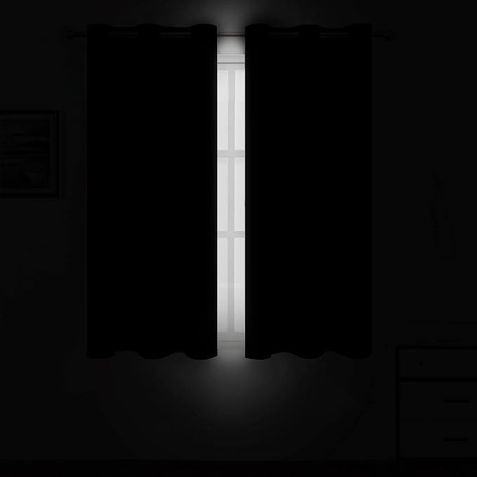 LEMOMO Black Blackout Curtains 34 x 54 Inch Length/Set of 2 Curtain - Image 3