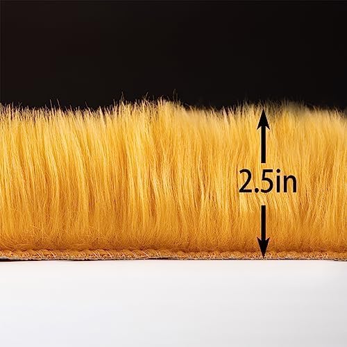 Faux Fur Rug Runner 2x6 ft Yellow - Image 2