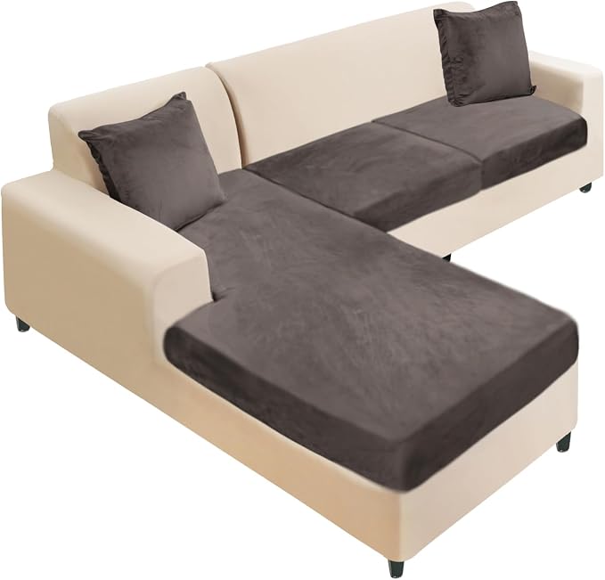 NAISI Sectional Couch Cover 3 Pieces Velvet Separate Couch Cushion Covers L by NAISI