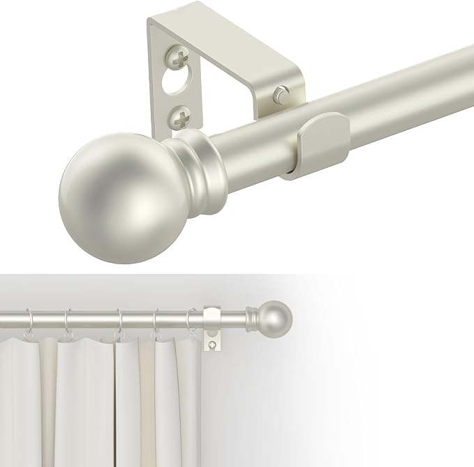 GXOACKJ Curtain Rods for windows 66-120 inch, 5/8 inch Decorative Nickel by GXOACKJ