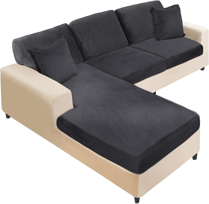 NAISI Sectional Couch Covers 6 Pieces Velvet Couch Cushion Covers L Shape Soft by NAISI