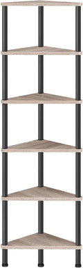 HOOBRO Corner Shelf Stand, Industrial 6-Tier Corner Bookshelf by HOOBRO