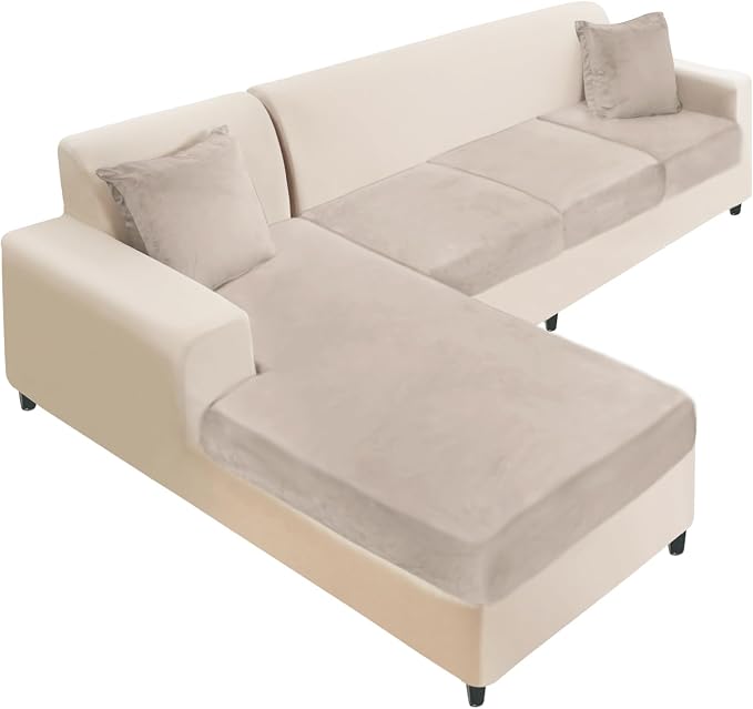 NAISI Sectional Couch Cover 4 Pieces Velvet Separate Couch Cushion Covers L by NAISI