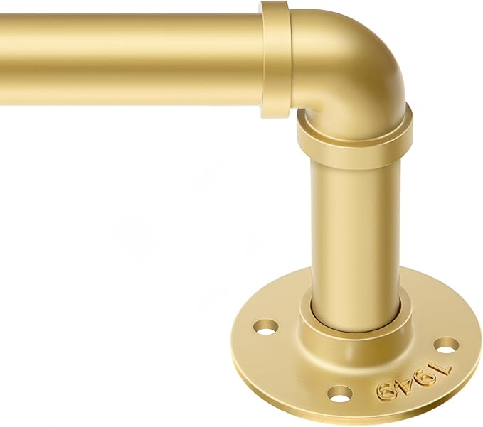Zeerobee Curtain Rods for Windows 66 to 120, 1 Inch Industrial Wrap Around Gold by zeerobee