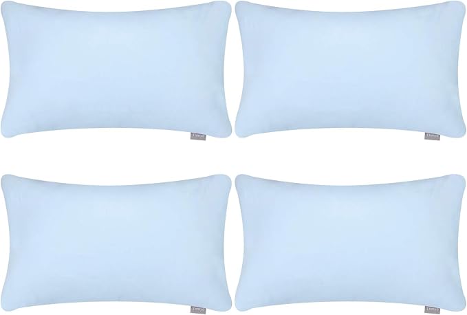 4-Pack 100% Cotton Lumbar Comfortable Solid Decorative Throw Pillow Case by Thmyo