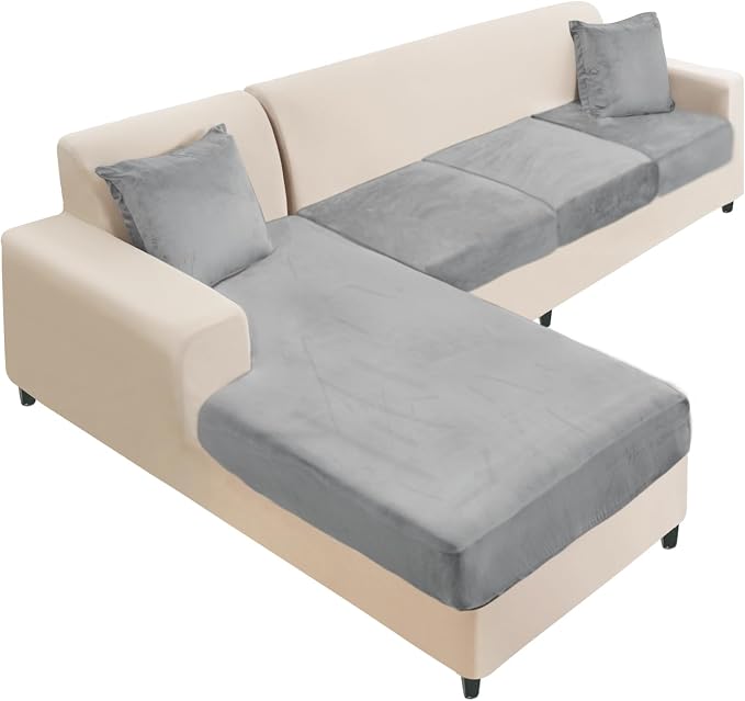 NAISI Sectional Couch Cover 4 Pieces Velvet Separate Couch Cushion Covers L by NAISI
