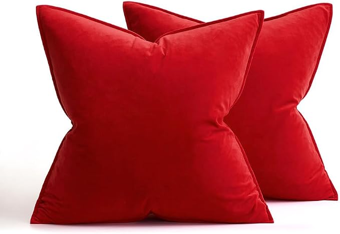 MIULEE Bright Red Velvet Throw Pillow Covers 18x18 Soft Decorative Solid Square - Image 6