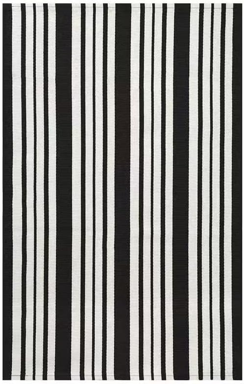 KOZYFLY Black and White Striped Doormat 2x3 Ft Small Area Rug Cotton Front - Image 8