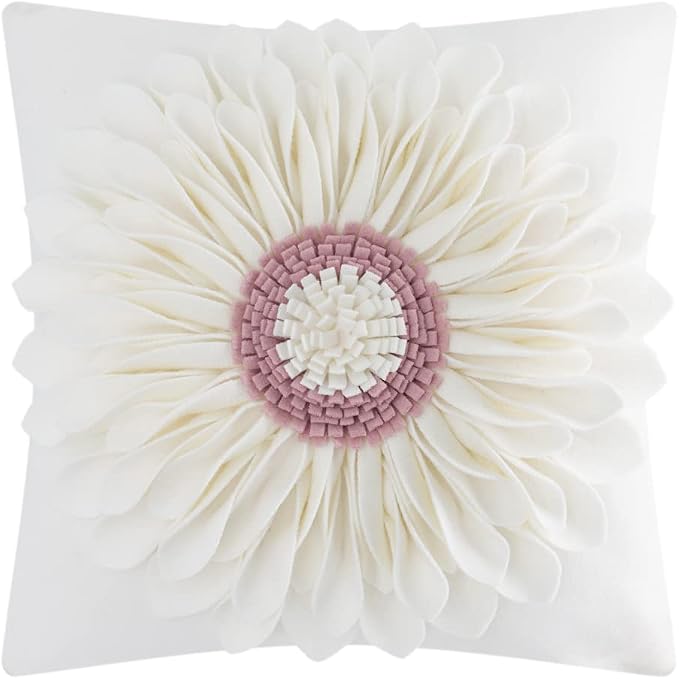 OiseauVoler Decorative 3D Flower Throw Pillow Covers Handmade Cushion Cover by OiseauVoler