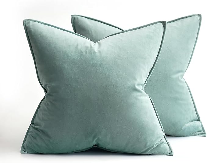 MIULEE Blue Grey Velvet Throw Pillow Covers 20x20 Soft Decorative Solid Square - Image 6