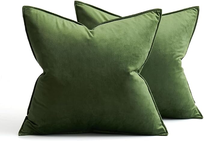 MIULEE Moss Green Velvet Throw Pillow Covers 16x16 Soft Decorative Solid Square - Image 6