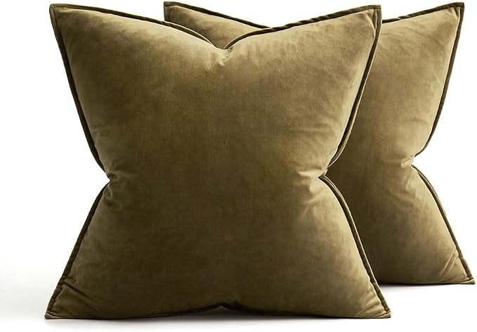 MIULEE Olive Green Velvet Throw Pillow Covers 24x24 Soft Decorative Solid - Image 6