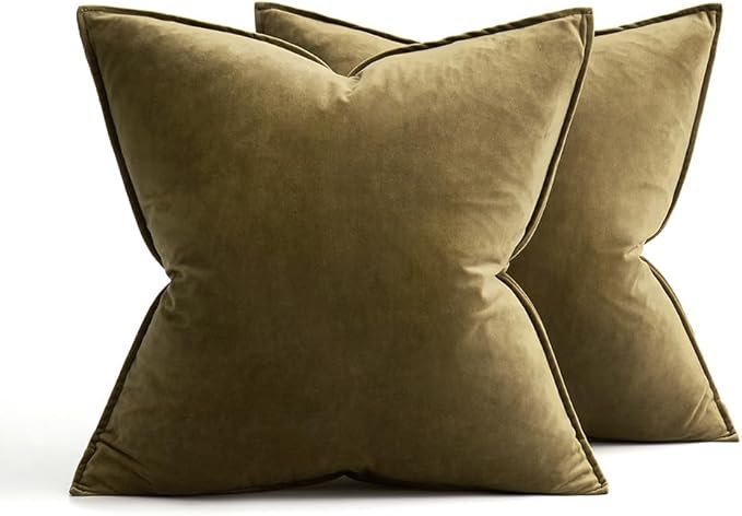 MIULEE Olive Green Velvet Throw Pillow Covers 22x22 Soft Decorative Solid - Image 6