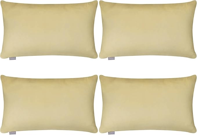 4-Pack 100% Cotton Lumbar Comfortable Solid Decorative Throw Pillow Case by Thmyo