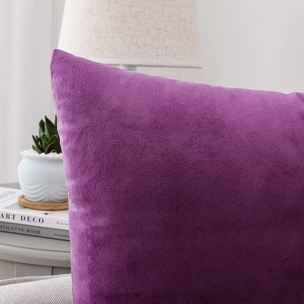NiNi ALL Decorative Throw Pillow Covers Velvet 26x26 Inch Pack of 2 Purple - Image 3