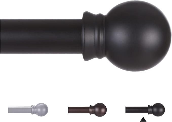 Thestoa Curtain Rods for Windows 30-62 Inch, 5/8" Matte Black Curtain Rods by Thestoa