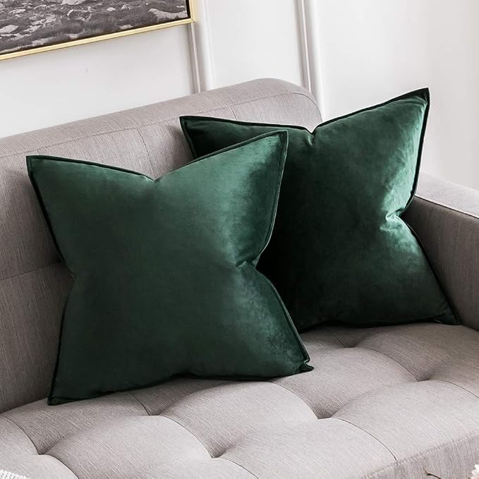 MIULEE Army Green Velvet Throw Pillow Covers 18x18 Soft Decorative Solid Square - Image 8