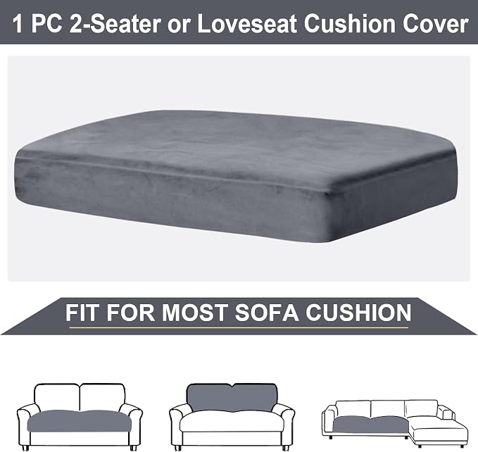NAISI Couch Cushion Covers 1 Piece Velvet Stretch Loveseat Cover or 2 Seat Sofa - Image 6