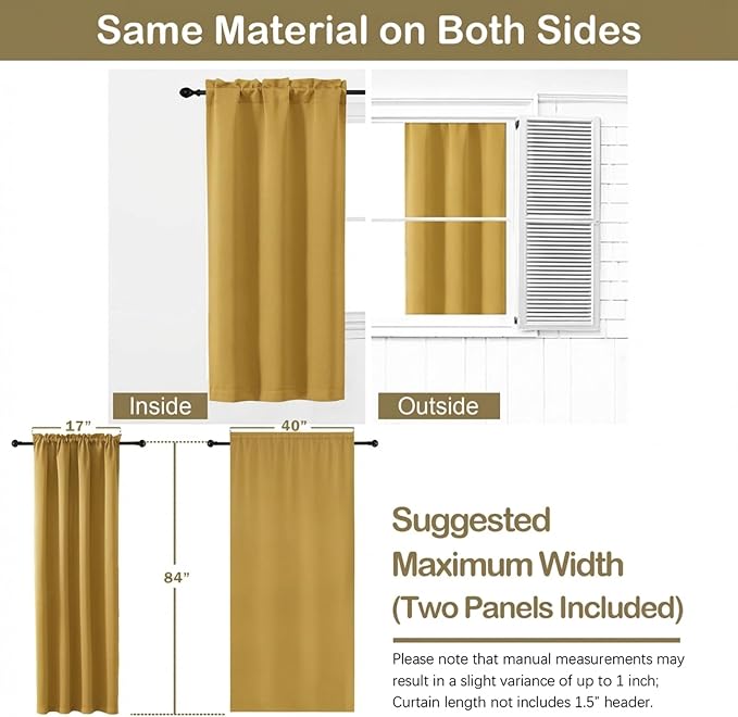 OVZME Bright Gold Blackout Curtains - Image 2