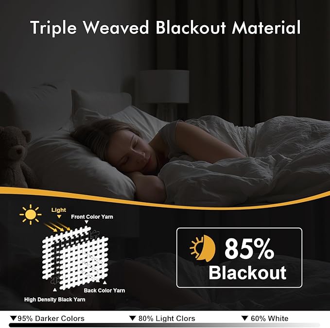 MIULEE Beige Blackout Curtains for Bedroom Living Room 84 Inches Long 2 Panels - Image 2