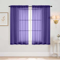 Purple Window Sheer Curtains 45 Inches Length, Voile Short Curtains by Home