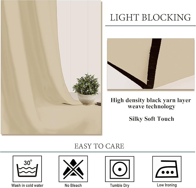 Diraysid Beige Grommet Blackout Curtains - Image 6