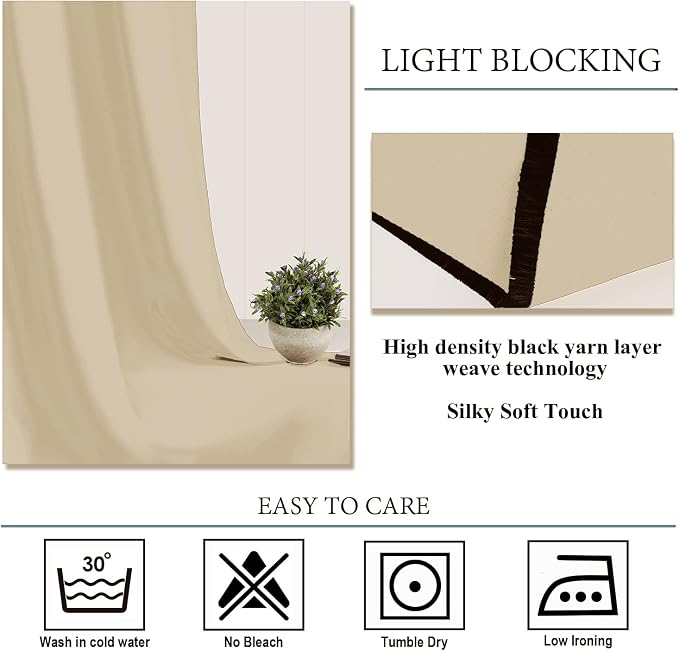 Diraysid Beige Grommet Blackout Curtains - Image 4