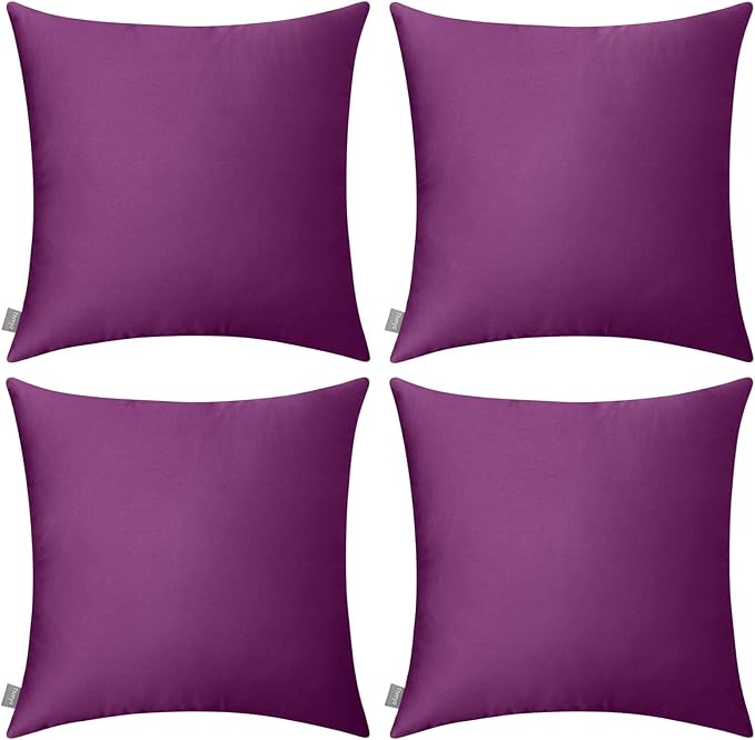 4-Pack 100% Cotton Comfortable Solid Decorative Throw Pillow Case, Thmyo Square by Thmyo