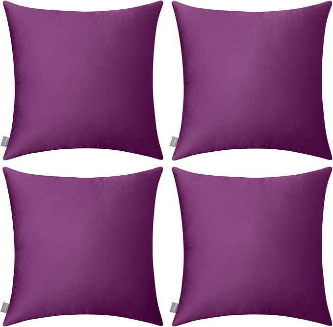 Thmyo 4-Pack 100% Cotton Comfortable Solid Decorative Throw Pillow Case by Thmyo