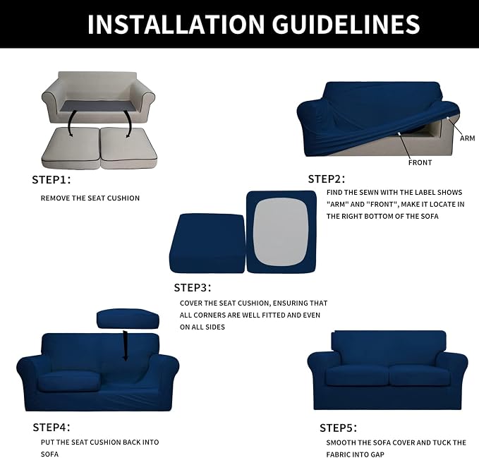 Easy-Going Oversized 3 Pieces Stretch Fleece Soft Loveseat Couch Cover - Image 7