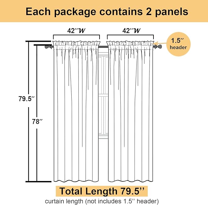 Lecloud Taupe Sheer Curtains 78 Inches Long 2 Panels, Elegant Light Filtering - Image 3