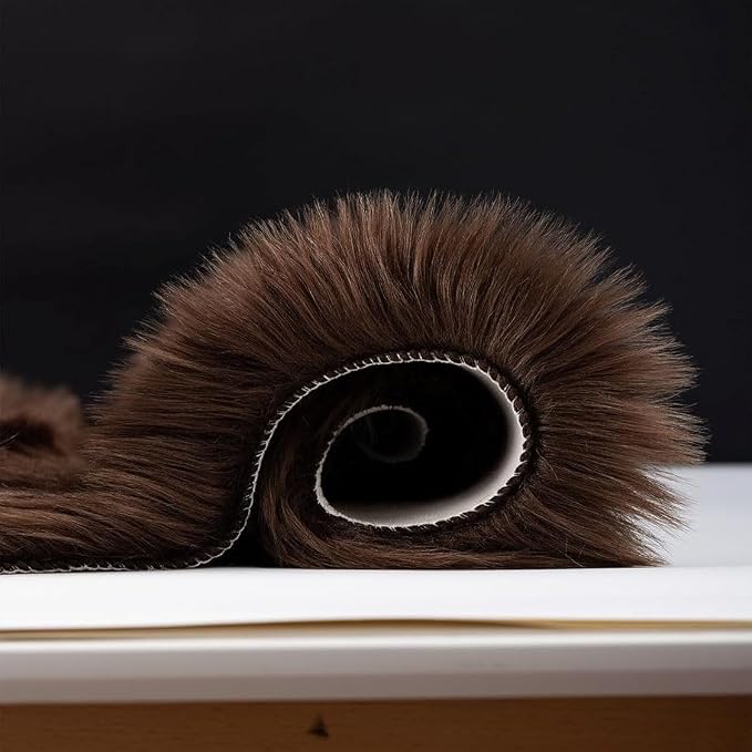 Faux Fur Small Rug 2 x 3 ft Coffee Shaggy Sheepskin Machine Washable Fuzzy Area - Image 7
