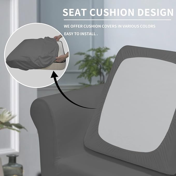 Easy-Going 2 Pieces Microfiber Stretch Chair Slipcover – Spandex Soft Fitted - Image 3