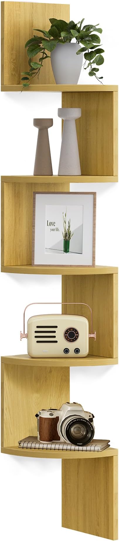 VASAGLE Corner Shelf Wall Mount, 5-Tier Floating Corner Bookshelf, Plant Shelf by VASAGLEbySONGMICSHOME