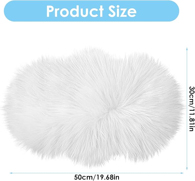 Molain Bench Cushion Fluffy Area Rug White Soft Faux Fur Bedroom Balcony Couch - Image 3