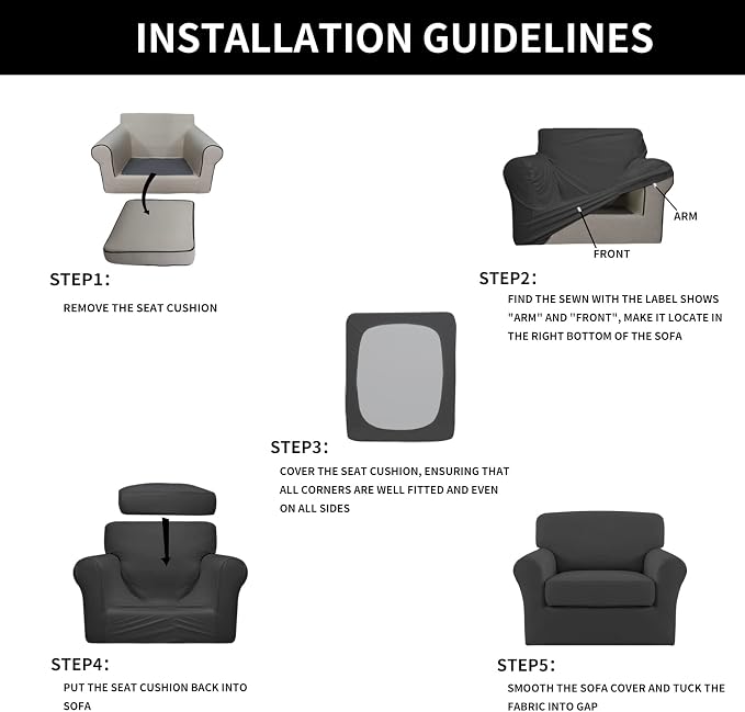Easy-Going 2 Pieces Microfiber Stretch Chair Slipcover – Spandex Soft Fitted - Image 6