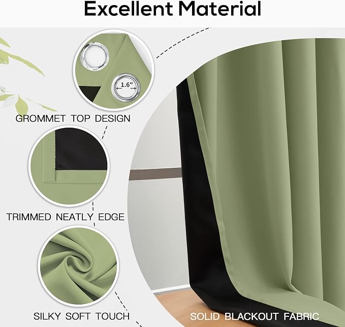 Yakamok 100% Blackout Curtains for Bedroom 84 Inch Length, Light Blocking Drapes - Image 4