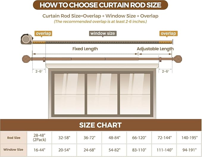 KAMANINA Curtain Rods for Windows 72 to 144 Inches Long Heavy Duty Curtain Rod - Image 8