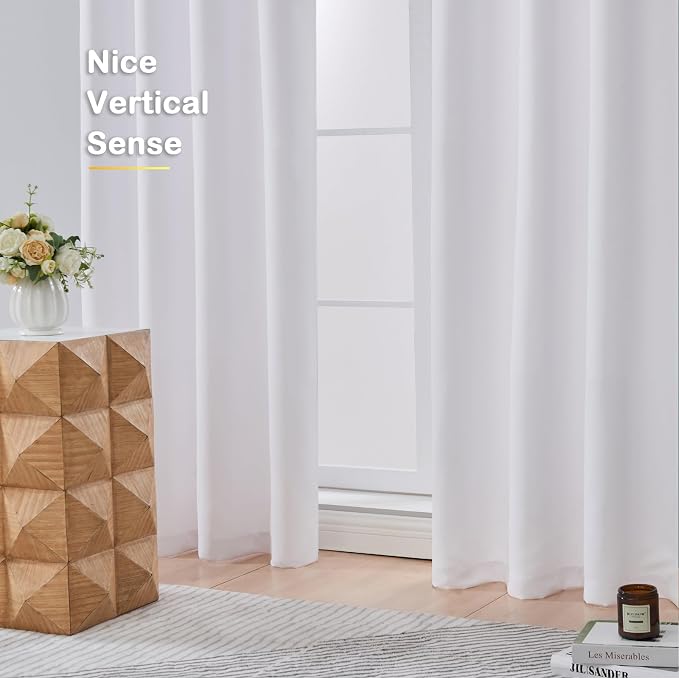 OVZME Pure White Curtains for Bedroom 78 Inches Long 2 Panels Set, Solid - Image 9