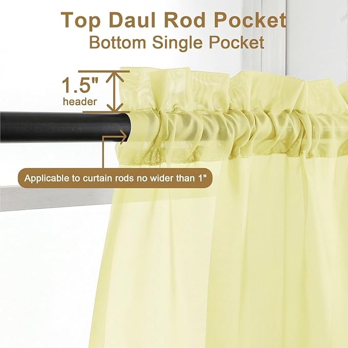 Chyhomenyc Sheer Curtains 63 Inch Length 2 Panels Set - Image 5