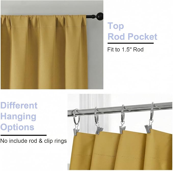 Simplebrand Bright Gold Blackout Curtains - Image 4