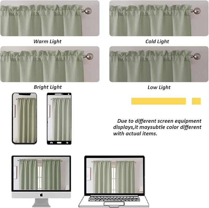 Chyhomenyc Bennett Light Green Window Valance, Light Filtering Faux Linen Slub - Image 6