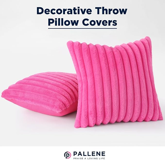 Pallene Faux Fur Plush Throw Pillow Covers 16x16 Set of 2, Luxury Soft Fluffy - Image 7