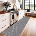 Gray Runner Rug Ultra Non-Slip 2x8 Washable Entryway Rug Modern Tear and Stain by TTelephant