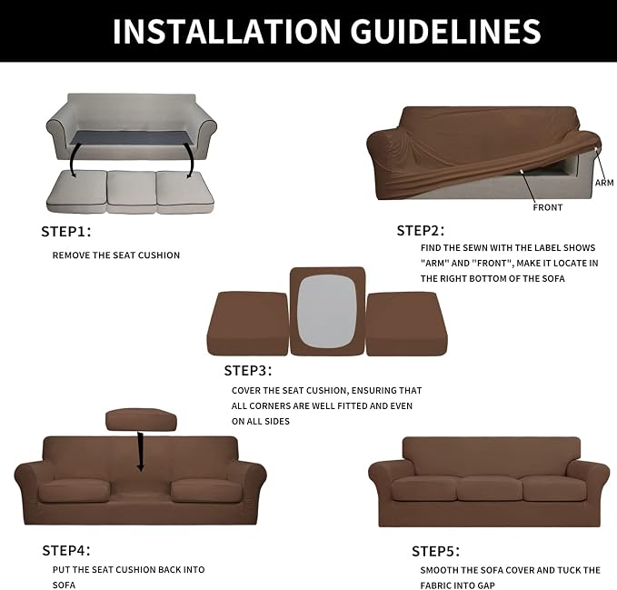 Easy-Going 4 Pieces Oversized Stretch Soft Couch Cover - Image 7