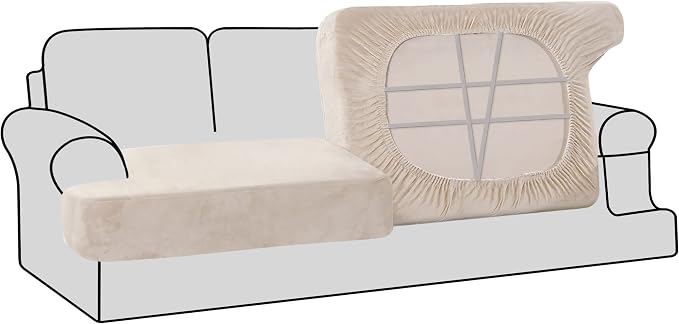 H.VERSAILTEX Stretch Velvet 2 Piece T-Cushion Cover Separate T-Cushion Cover by HVERSAILTEX