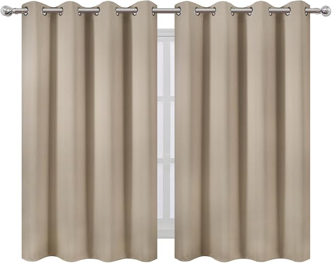 LEMOMO Khaki Thermal Blackout Curtains/52 x 45 Inch/Set of 2 Panels Room - Image 2