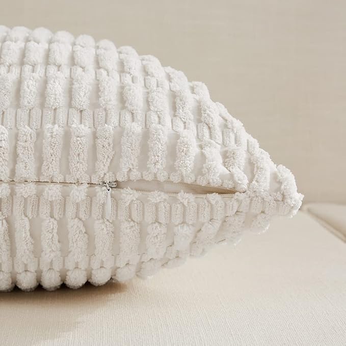 Fancy Homi 4 Packs Pure White Decorative Throw Pillow Covers 14x14 Inch - Image 3