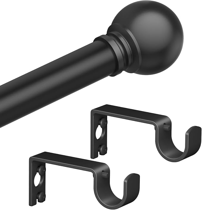 Matte Black Curtain Rods for Bedroom by Authandis